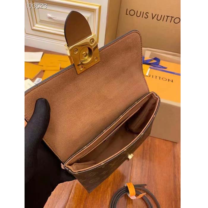 Louis Vuitton LV Women Locky BB Bag Brown Monogram Coated Canvas Smooth Cowhide
