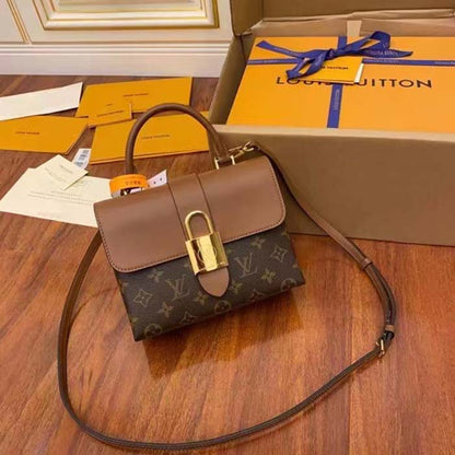 Louis Vuitton LV Women Locky BB Bag Brown Monogram Coated Canvas Smooth Cowhide