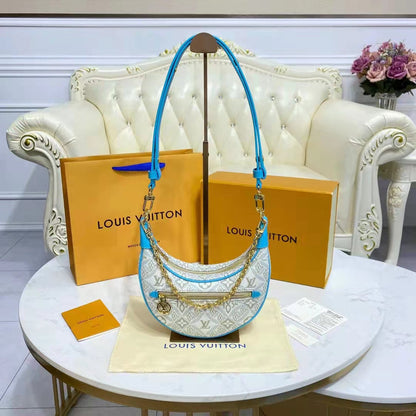 Louis Vuitton LV Women Loop Ecru Blue Since 1854 Jacquard Textile Cowhide Leather