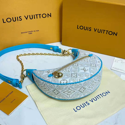 Louis Vuitton LV Women Loop Ecru Blue Since 1854 Jacquard Textile Cowhide Leather