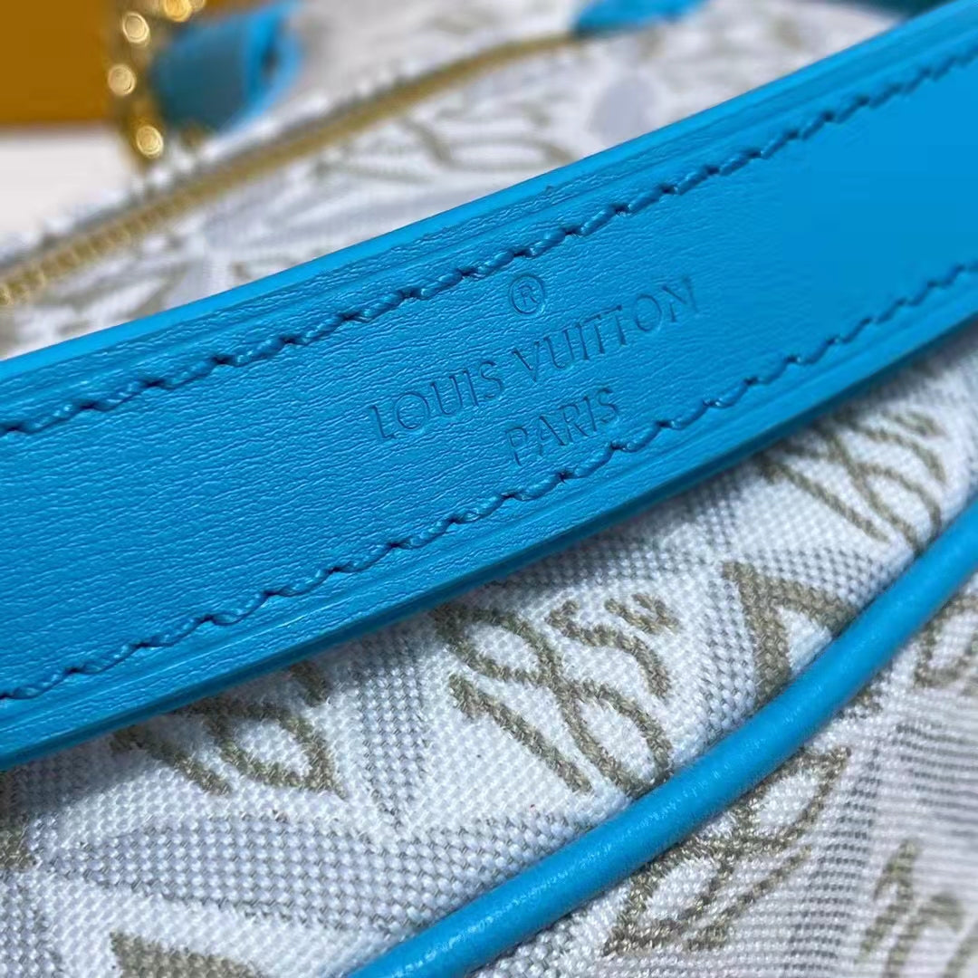 Louis Vuitton LV Women Loop Ecru Blue Since 1854 Jacquard Textile Cowhide Leather