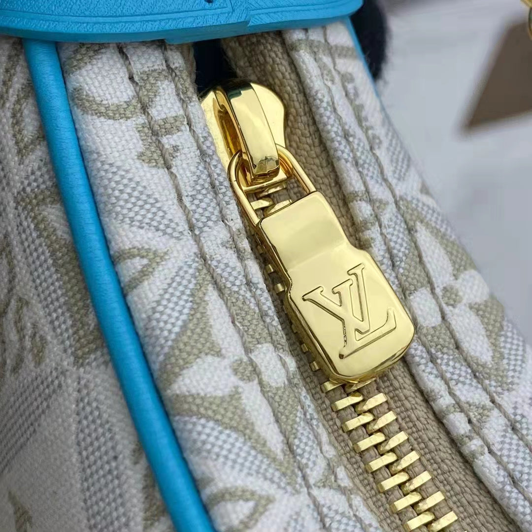 Louis Vuitton LV Women Loop Ecru Blue Since 1854 Jacquard Textile Cowhide Leather