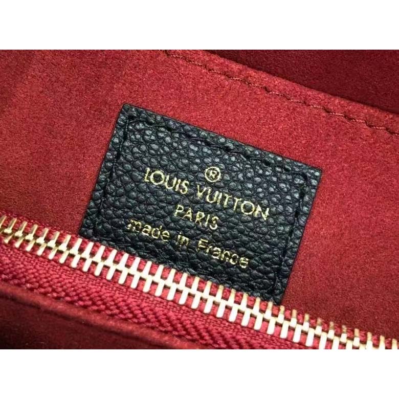 Louis Vuitton LV Women Madeleine BB Handbag Black Beige Embossed Grained Cowhide Leather