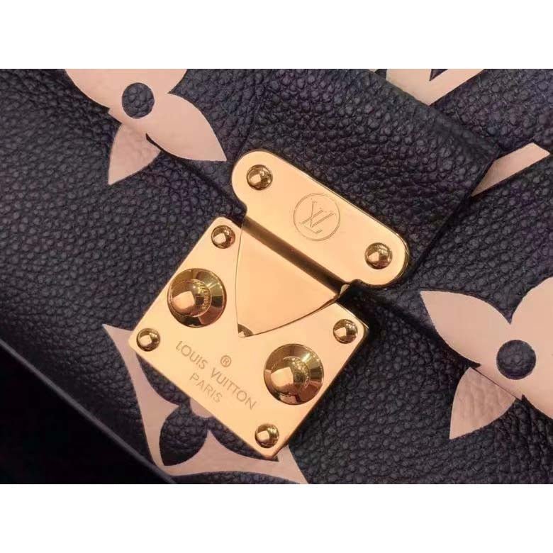 Louis Vuitton LV Women Madeleine BB Handbag Black Beige Embossed Grained Cowhide Leather