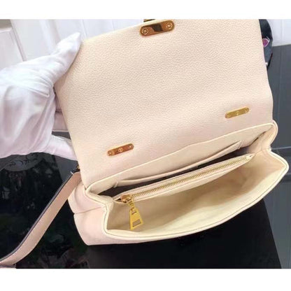 Louis Vuitton LV Women Madeleine BB Handbag Crème Beige Embossed Grained Cowhide