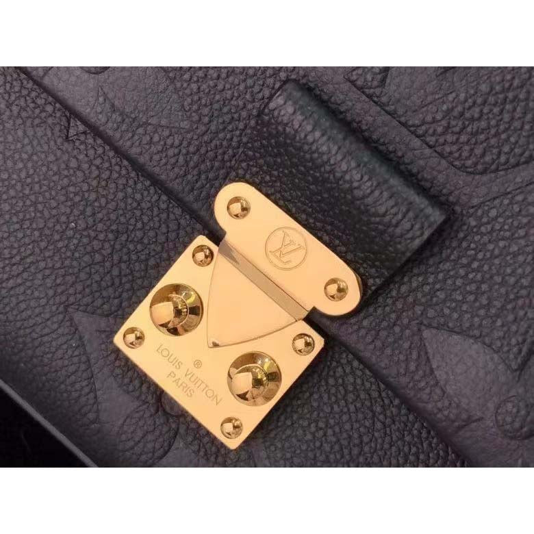 Louis Vuitton LV Women Madeleine MM Handbag Black Embossed Grained Cowhide Leather