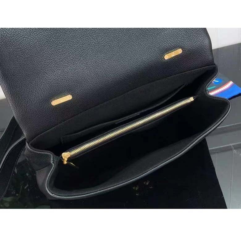 Louis Vuitton LV Women Madeleine MM Handbag Black Embossed Grained Cowhide Leather