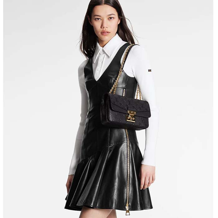 Louis Vuitton LV Women Marceau Black Embossed Grained Cowhide Leather