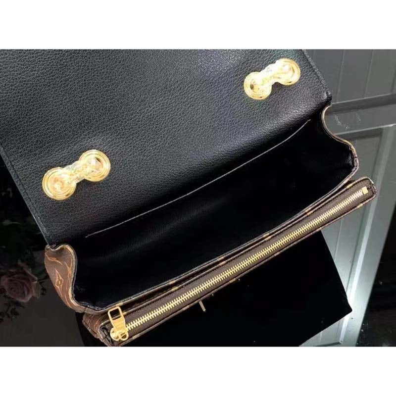 Louis Vuitton LV Women Marceau Black Monogram Coated Canvas Cowhide Leather