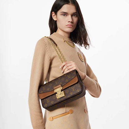 Louis Vuitton LV Women Marceau Brown Monogram Coated Canvas Cowhide Leather