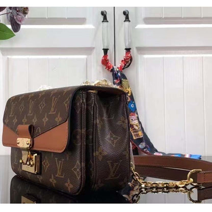 Louis Vuitton LV Women Marceau Brown Monogram Coated Canvas Cowhide Leather