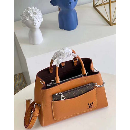 Louis Vuitton LV Women Marelle Tote MM Gold Miel Brown Epi Grained Cowhide
