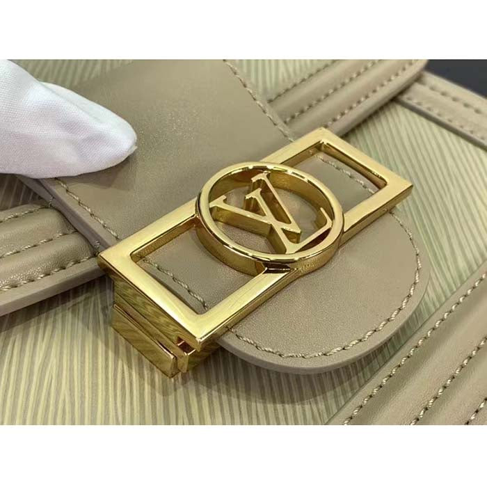 Louis Vuitton LV Women Mini Dauphine Handbag Poivre Brown Epi Grained Cowhide Leather