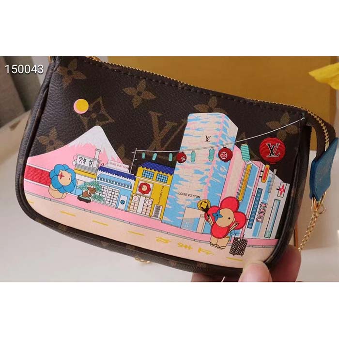 Louis Vuitton LV Women Mini Pochette Accessoires Blue Monogram Coated Canvas