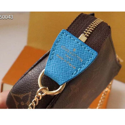 Louis Vuitton LV Women Mini Pochette Accessoires Blue Monogram Coated Canvas