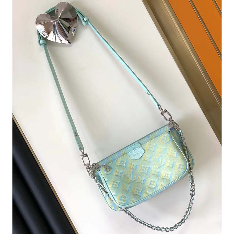 Louis Vuitton LV Women Multi Pochette Accessoires Green Sprayed Embossed Grained Cowhide