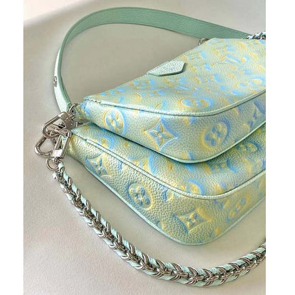 Louis Vuitton LV Women Multi Pochette Accessoires Green Sprayed Embossed Grained Cowhide