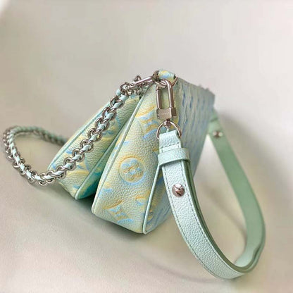 Louis Vuitton LV Women Multi Pochette Accessoires Green Sprayed Embossed Grained Cowhide
