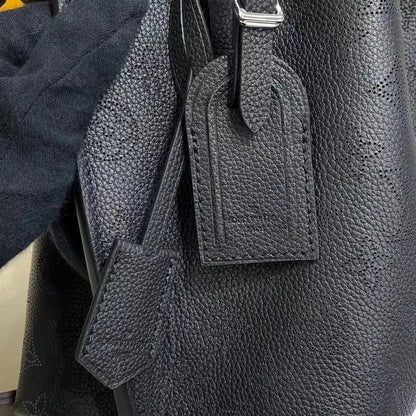 Louis Vuitton LV Women Muria Bucket Bag Black Mahina Perforated Calf Leather
