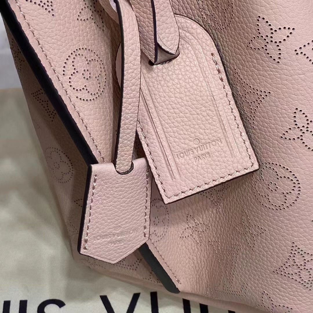 Louis Vuitton LV Women Muria Bucket Bag Galet Gray Mahina Perforated Calf Leather