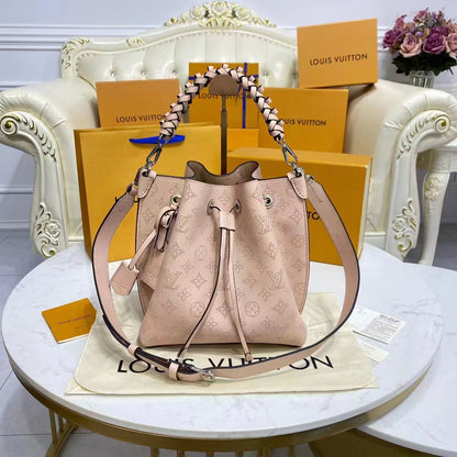 Louis Vuitton LV Women Muria Bucket Bag Galet Gray Mahina Perforated Calf Leather