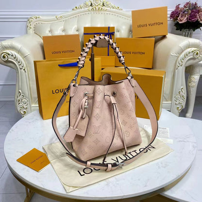 Louis Vuitton LV Women Muria Bucket Bag Galet Gray Mahina Perforated Calf Leather
