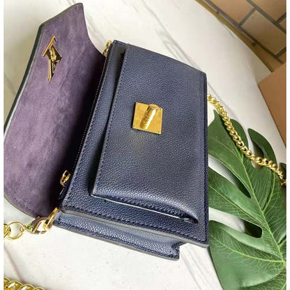 Louis Vuitton LV Women Mylockme Chain Pochette Navy Soft Grained Calfskin
