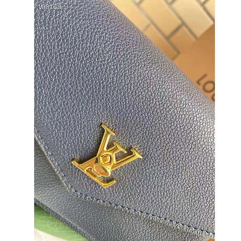 Louis Vuitton LV Women Mylockme Chain Pochette Navy Soft Grained Calfskin