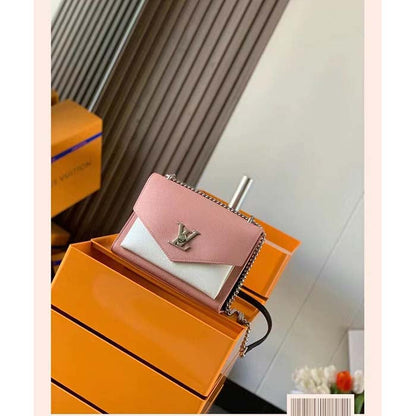 Louis Vuitton LV Women Mylockme Chain Bag Rose Trianon Pink Grained Calf Leather