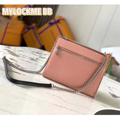 Louis Vuitton LV Women Mylockme Chain Bag Rose Trianon Pink Grained Calf Leather