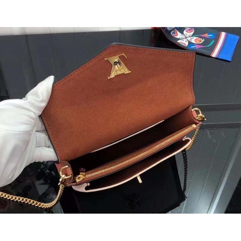 Louis Vuitton LV Women Mylockme Chain Pochette Châtaigne Brown Calf Leather