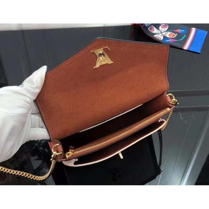 Louis Vuitton LV Women Mylockme Chain Pochette Châtaigne Brown Calf Leather