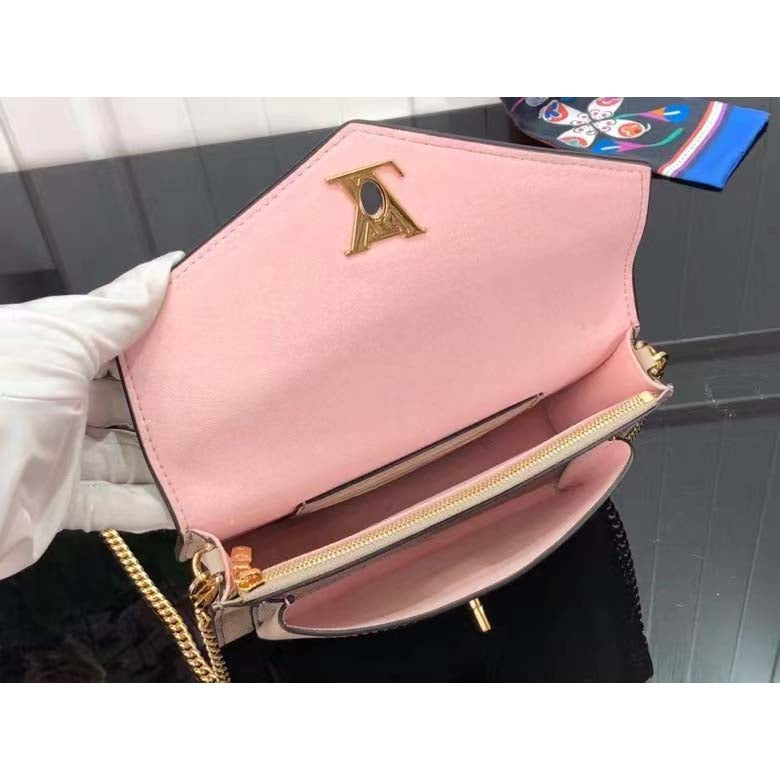 Louis Vuitton LV Women Mylockme Chain Pochette Greige Beige Calf Leather