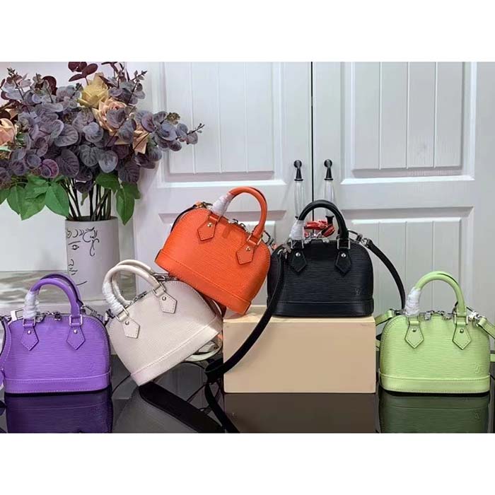 Louis Vuitton LV Women Nano Alma Handbag Vert Noto Green Epi Grained Cowhide Leather