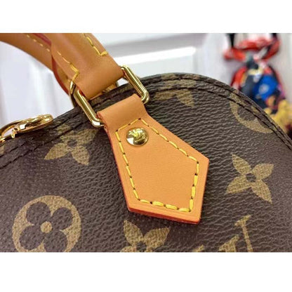 Louis Vuitton LV Women Nano Alma Handbag Monogram Coated Canvas Natural Cowhide Leather