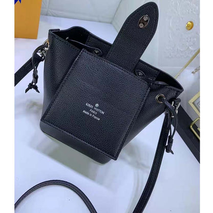 Louis Vuitton LV Women Nano Lockme Bucket Bag Black Grained Calf Leather