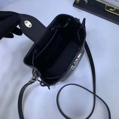 Louis Vuitton LV Women Nano Lockme Bucket Bag Black Grained Calf Leather