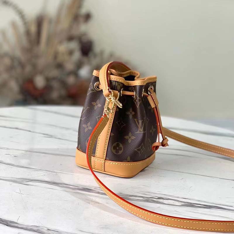 Louis Vuitton LV Women Nano Noé Bucket Bag Monogram Coated Canvas Brown