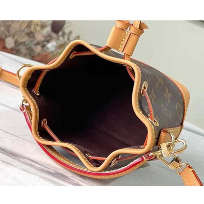 Louis Vuitton LV Women Nano Noé Bucket Bag Monogram Coated Canvas Brown