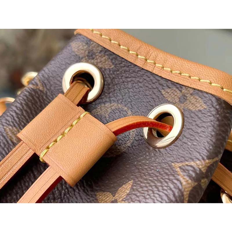 Louis Vuitton LV Women Nano Noé Bucket Bag Monogram Coated Canvas Brown