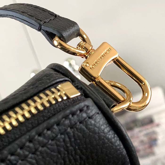 Louis Vuitton LV Women Nano Speedy Bag Black Beige Monogram Empreinte Embossed Supple Grained Cowhide Leather
