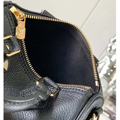 Louis Vuitton LV Women Nano Speedy Bag Black Beige Monogram Empreinte Embossed Supple Grained Cowhide Leather