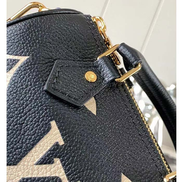Louis Vuitton LV Women Nano Speedy Bag Black Beige Monogram Empreinte Embossed Supple Grained Cowhide Leather
