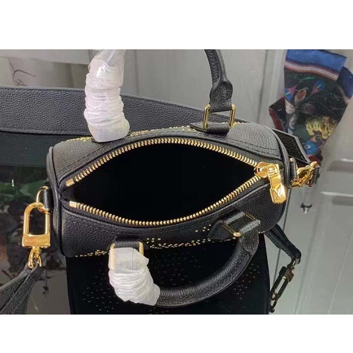 Louis Vuitton LV Women Nano Speedy Bag Black Monogram Empreinte Grained Cowhide Leather