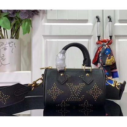 Louis Vuitton LV Women Nano Speedy Bag Black Monogram Empreinte Grained Cowhide Leather