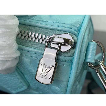 Louis Vuitton LV Women Nano Speedy Blue Monogram Empreinte Embossed Supple Grained Cowhide
