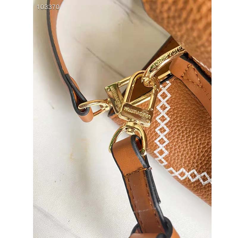 Louis Vuitton LV Women NéoNoé MM Bucket Bag Orange Embroidered Embossed Grained Cowhide