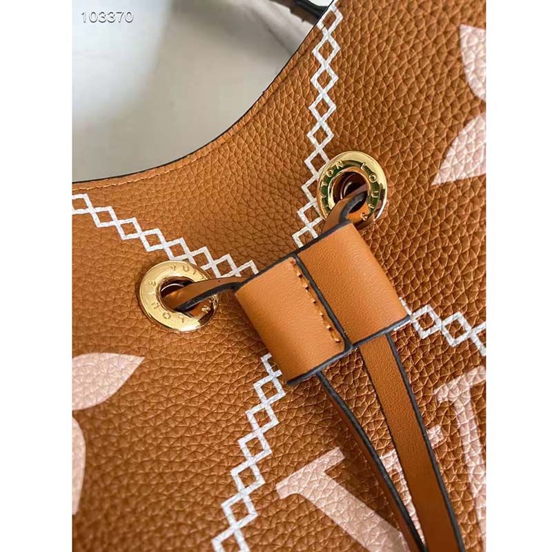 Louis Vuitton LV Women NéoNoé MM Bucket Bag Orange Embroidered Embossed Grained Cowhide