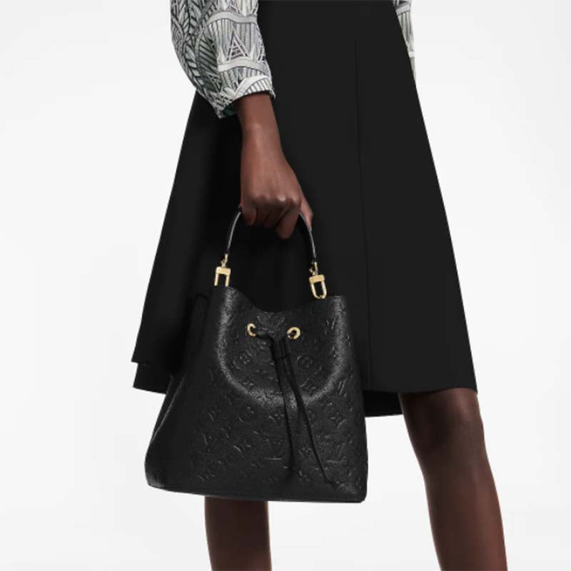 Louis Vuitton LV Women NéoNoé MM Bucket Black Embossed Monogram Empreinte Grained Cowhide