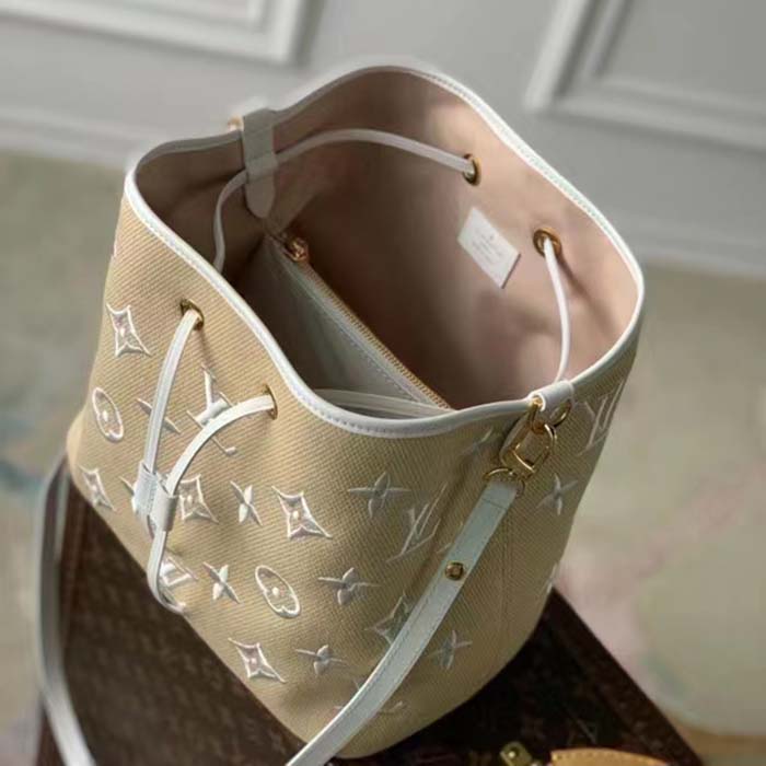 Louis Vuitton LV Women Néonoé MM White Cotton Cowhide Leather